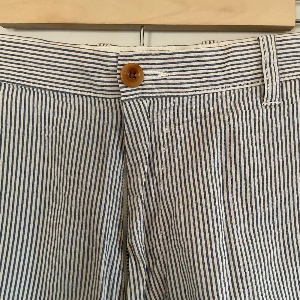 J Crew Seersucker Navy Blue White Striped Chino Preppy Shorts Mens Sz 36 Y2K